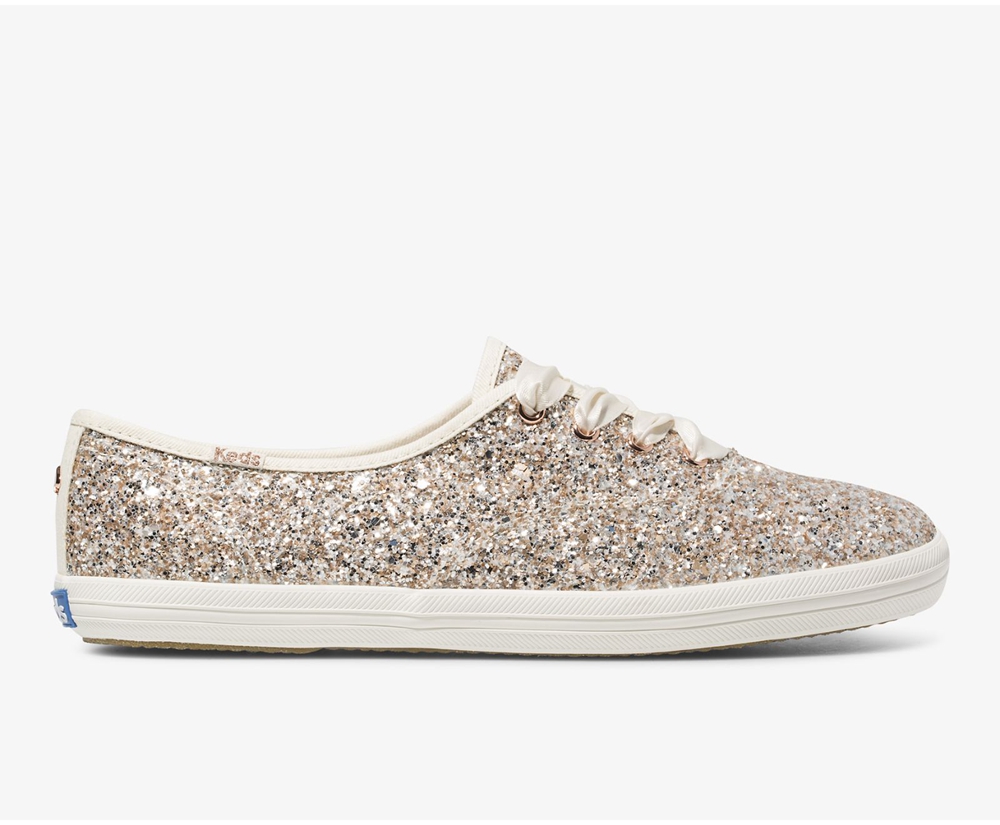 Keds Sneakers Rose Gold - Kate Spade new york Champion Glitter - Womens CBDRVX-568